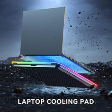 Load image into Gallery viewer, RGB Cooling Pad Gaming Laptop Cooler, Laptop Fan Cooling Stand with 6 Quiet for 15.6-17.3 inch laptops, 9 Height Stand, LED Lights &amp; LCD Screen, 2 USB Ports, Lap Desk Use
