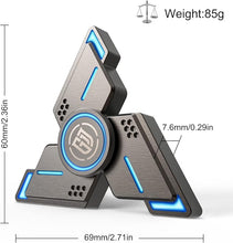 Load image into Gallery viewer, ATESSON Fidget Spinners Toy,3 to 5 min Spins,Gray Metal with Blue Luminous High Speed Bearing, Metal Material Hand Spinner,Stress Relief Anxiety Boredom Desk Toys for Adults and Kids
