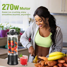 Load image into Gallery viewer, 20 Oz Portable Blender for Shakes and Smoothies,4000mAh Electric Juicer, 270W Motor Smoothie Blender with BPA-Free &amp; IP67 Waterproof, USB Fresh Juice Blender with 2 Mixing Modes for Travel, Gym, Black
