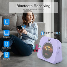 Load image into Gallery viewer, CD Player with Bluetooth?Double HiFi Sound Speakers?Sleep Mode,CD Player Portable,Support AUX/USB/Headphone Jack/Music Fiber Optics/FM Radio Boombox for Home,Office(Purple)
