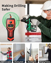 Load image into Gallery viewer, 5 in 1 Professional Stud Finder Wall Scanner Rechargeable for Precise Center and Edge of AC Wire Magnetic Metal Joist Wood Pipe Detection, Audio Light Alarm, HD Color Display Position &amp; Depth
