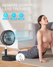 Load image into Gallery viewer, AICase Stand Fan,Folding Portable Telescopic Floor/USB Desk Fan with 7200mAh Rechargeable Battery,4 Speeds Super Quiet Adjustable Height and Head Great for Office Home Outdoor Camping-Black
