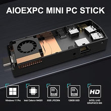 Load image into Gallery viewer, Mini PC Stick Intel Celeron N4000 2.8GHz Windows 11 Pro 8GB DDR4 128GB SSD Mini Compute Stick Support 4K HDMI, 2.4G/5.0G WiFi, Gigabit Ethernet, Cooling System, Bluetooth 4.2, USB 3.0
