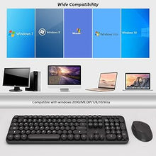 Load image into Gallery viewer, Wireless Keyboard and Mouse, KOOTOP Cute Black Keyboard and Mouse, 2.4G Wireless Keyboard with Retro Round Keycap for PC, Mac, Laptop,Tablet,Computer Windows (Black)
