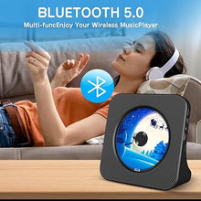 Load image into Gallery viewer, CD Player Portable Bluetooth Desktop KOVCDVI CD Player for Home Desktop CD Player with Speakers CD Players Bluetooth 5.0 with Remote Control Dust Cover Display FM Radio Timer USB AUX Headphone Port
