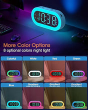 Load image into Gallery viewer, Alarm Clock with Night Light, Small Alarm Clock for Bedside, Alarm Clock with USB Ports, 0-100% Dimmer, Timer, Sleep Aid, Customize Alarm, Loud Alarm Clock for Kids, Ideal Gifts for Teenage Boys Girls
