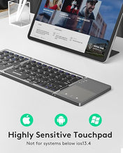 Load image into Gallery viewer, Samsers Foldable Bluetooth Keyboard with Touchpad Portable Wireless Keyboard with Stand Holder, Rechargeable Full Size Ultra Slim Pocket Folding Keyboard for Android Windows iOS Tablet &amp; Laptop-Gray
