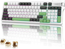 Load image into Gallery viewer, Uciefy VK96 Wireless Mechanical Keyboard Bluetooth/2.4G/USB C Wired 96 Keys Gaming Keyboard RGB Backlit, Gasket Mount, Hot Swappable Creamy Keyboard with Number Pad &amp; Knob for PC/Win/Mac/Laptop-Green
