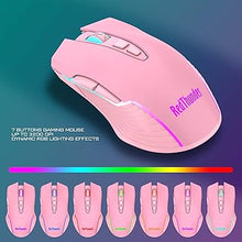 Load image into Gallery viewer, RedThunder K10 Wireless Gaming Keyboard and Mouse Combo, LED Backlit Rechargeable 3800mAh Battery, Mechanical Feel Anti-ghosting Keyboard + 7D 3200DPI Mice for PC Gamer (Pink)
