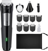 Load image into Gallery viewer, Beard Trimmer Hair Clipper for Men, 13 Piece Men’s Grooming Kit with Cordless Rechargeable Hair &amp; Nose Trimmer Electric Shaver, Stainless Steel Blades for Painless Facial &amp; Body Hair Removal
