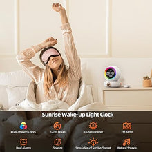 Load image into Gallery viewer, Sunrise Alarm Clock with Sunrise Simulation Wake Up Light with Remote Control, Astronaut Dual Alarms, Wireless Speaker, 6 Natural Sounds, Heavy Sleepers, FM Radio, Ideal Gifts for Kids Teens
