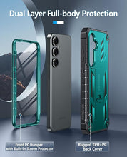 Load image into Gallery viewer, FNTCASE for Samsung Galaxy S25 Case: for Galaxy S24 Case Military Grade DropProof Protection Cover with Kickstand | Matte Textured Rugged Shockproof TPU | Protective Sturdy Phone Case - 6.2 inch Green
