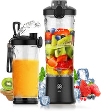 Load image into Gallery viewer, Portable Blender 20oz Large Capacity, 6 Blades Mini Blender for Shakes and Smoothies, BPA Free Personal Blender with Rechargeable USB, Fresh Juice Blender for On the Go, Black
