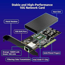 Load image into Gallery viewer, 10G PCI-E Network Card+Copper RJ45 Port, 10G NIC with Intel X540-T1 Conrtoller, VIMIN 10Gb Base-T Ethernet Network Card Compatible with PCI Express X8, X16, Support Windows/Windows Server/Linux/VMware
