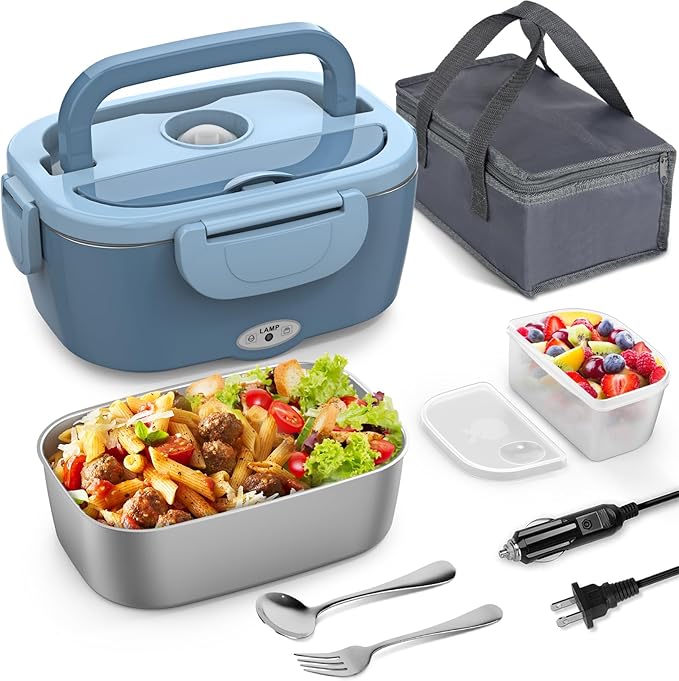 Electric Lunch Box Food Heater, 3 in 1 Portable Heated Lunch Boxes for Car/Truck/Work/Home Heating Lunch Box for Adults with 1.5L Removable Stainless Steel Container