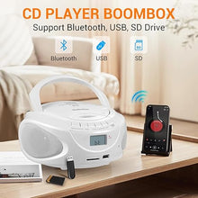 Load image into Gallery viewer, Gelielim Portable CD Player Boombox with AM/FM Radio, Bluetooth Speaker, Support CD/USB/SD/BT/AUX, LCD Display, Headphone Jack, Gifts for Parent
