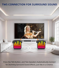 Load image into Gallery viewer, Karaoke Machine for Adults &amp; Kids with Full-Screen LED Lights, Portable Bluetooth Speaker with 2 Wireless Microphones, Bass/Treble Adjustment, Supports REC/TWS/FM/AUX/USB/TF Card for Home Party
