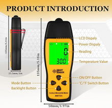 Load image into Gallery viewer, Carbon Monoxide Detectors, Portable CO Detector with Temperature Sensor ? LCD Backlight Screen, Handheld Carbon Monoxide Meter Tester 0-1000PPM Range, Indoor/Oudoor (Includes Battery x3)
