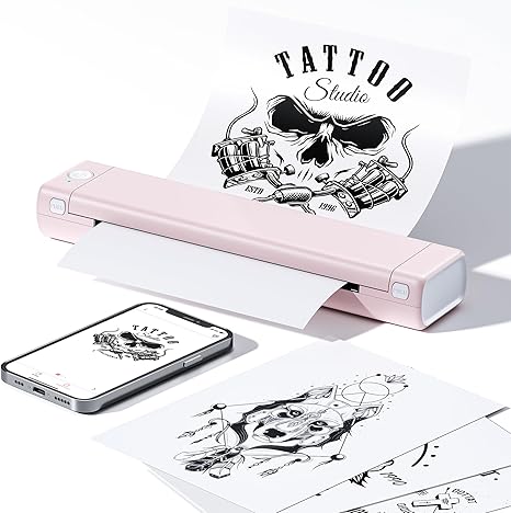 Phomemo M08F Ultra Wireless Tattoo Stencil Printer, Stencil Printer for Tattooing, Thermal Tattoo Printer for Tattoo Artists & Beginners,Compatible with Tablet,Smartphone & PC, Pink