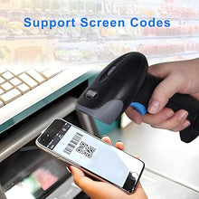 Load image into Gallery viewer, 1D 2D QR Barcode Scanner Wireless, Handheld Cordless Bar Codes Reader with 2000mAh Battery for Mobile Payment, Convenience Store, Supermarket, Warehouse Inventory
