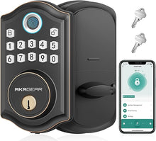 Load image into Gallery viewer, Keyless Entry Door Lock with APP Control - Fingerprint Deadbolt Door Lock, Electronic Keypad Lock, Smart Locks for Front Door, Auto-Lock &amp; One Touch Locking with Bluetooth - Oil Rubbed Bronze
