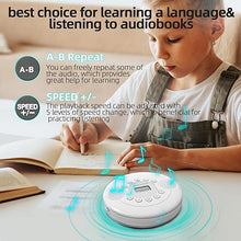 Load image into Gallery viewer, Portable CD Player with Bluetooth, Dual Speakers Mini Boombox, Rich Sound Quality, Easy Bluetooth Connectivity, Rechargeable, Anti-Skip, AUX Cable for Car &amp; Home Headphone Aurivoxis TravelTone (white)
