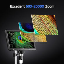 Load image into Gallery viewer, Hayve DM12 10.1&#39;&#39; HDMI Digital Microscope, 2000X Coin Microscope with IPS Screen, 20MP Soldering Microscope for Electronics with 10.4&#39;&#39; Longer Stand,Compatible with PC/TV,32GB
