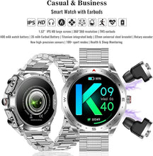 Load image into Gallery viewer, Smart Watch with Earbuds for Android iPhone,1.52 inch IPS Fitness Tracker,All-in-one Smartwatches Long Time Standby TWS Music Watch for Men Women
