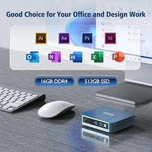 Load image into Gallery viewer, PELADN WI-4 Mini PC,Intel 11th N5095 Processor(Up to 2.9GHz) Mini Desktop Computer, 16GB RAM and 512GB SSD Micro Desktop Computer, Dual Output, WiFi5,BT4.2,USB3.0.
