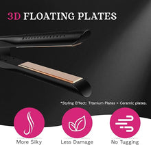 Load image into Gallery viewer, SKIMI Airflow Styler, Titanium Flat Iron Hair Straightener &amp; Curler, Professional Curling Wand with Cooling Air Vents to Lock in Style, 5 Temps &amp; Dual Voltage(Black &amp; Blush Gold).
