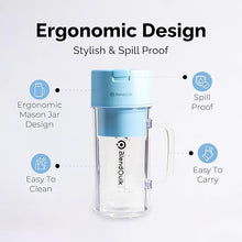 Load image into Gallery viewer, Personal Portable Blender For Shakes &amp; Smoothies, Leakproof &amp; Stylish Portable Mason Jar Shaker, Rechargeable Mini Blender with 10-Blade Blending System 14oz, Sky Blue
