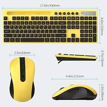 Load image into Gallery viewer, Wireless Keyboard and Mouse Combo, MARVO 2.4G Ergonomic Wireless Computer Keyboard with Phone Tablet Holder, Silent Mouse with 6 Button, Compatible with MacBook, Windows (Yellow)
