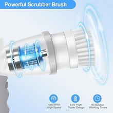 Load image into Gallery viewer, Electric Spin Scrubber, Shower Scrubber with Handle, Waterproof Portable Bathroom Cleaner Brush, Cordless Electric Cleaning Brush with 5 Replaceable Brush Heads for Floor Tile Tub Wall Window Kitchen
