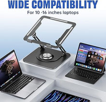Load image into Gallery viewer, Laptop Stand for Desk, Adjustable Computer Stand with 360° Rotating Base, Ergonomic Laptop Riser for Collaborative Work, Foldable &amp; Portable Laptop Stand, fits for All 10-16" Laptops
