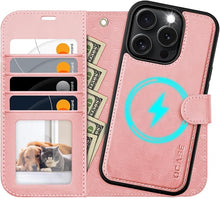 Load image into Gallery viewer, OCASE for iPhone 16 Pro Max Case Detachable Wallet Case with Card Holder, 2 in 1 Pu Leather Flip Folio with RFID Blocking Stand Wrist Strap Shockproof Phone Cover 6.9 Inch 2024, Light Pink
