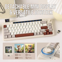 Load image into Gallery viewer, EPOMAKER RT65 Wireless Gaming Keyboard, Tri-Mode 65% Mechanical Keyboard, Hot-swap Creamy Custom Keyboard, with Mini Display and Joystick, RGB Backlit, NKRO (Retro Grey, Flamingo Switch)
