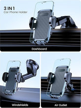 Load image into Gallery viewer, KNZ Car Phone Holder Dashboard Windscreen Vent Clip Handsfree Mobile Mount Stand Cradle for 16 15 Pro Max 14 13 12 All Phones (Black)
