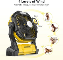 Load image into Gallery viewer, Portable Fan Rechargeable, 20000mah Cordless Battery Powered Fan with LED Lantern, Small Table Fan, USB Battery Operated Fans for Travel Bedroom Home Camping Tent Office Beach Desk Picnic Fishing
