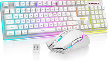 Load image into Gallery viewer, RedThunder K10 Wireless Gaming Keyboard and Mouse Combo, LED Backlit Rechargeable 3800mAh Battery, Mechanical Feel Anti-ghosting Keyboard + 7D 3200DPI Mice for PC Gamer (White)
