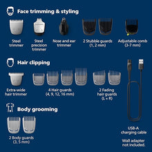 Load image into Gallery viewer, Philips Norelco Multigroom Series 5000 18 Piece, Beard Face, Hair, Body and Intimate Hair Trimmer for Men - NO BLADE OIL MG5910/49
