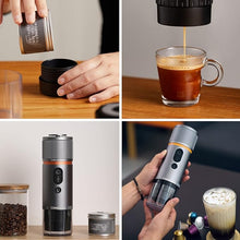 Load image into Gallery viewer, CONQUECO Portable Espresso Coffee Machine: 12V Electric Small Travel Expresso Maker - Self Heating 8 Cups Battery Powered Compatible for Nespresso Capsule - for Camping RV Hiking Office (Brown)
