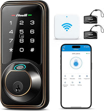 Load image into Gallery viewer, WiFi Smart Lock, Zowill DK07G Fingerprint Door Lock with APP &amp; Voice Control, 7-in-1 Smart Door Lock for Front Door, Touchscreen Keyless Entry Door Lock, Work with Alexa, Ekey Sharing, Auto Lock
