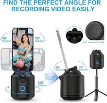 Load image into Gallery viewer, Auto Face Tracking Tripod 360°Rotation,2-Axis Auto Tracking Phone Holder,No App,Phone Camera Stand with Gesture Control,Rechargeable Smart Phone Stand for Live Vlog Video Streaming,Black
