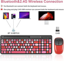 Load image into Gallery viewer, Bluetooth Keyboard and Mouse Wireless,Multi-Device Rechargeable Keyboard and Mouse Combo with Phone Holder BT 5.0+3.0+2.4GHz Quiet Ergonomic Compatible with Mac/Windows/iOS/Android(Black Pink)
