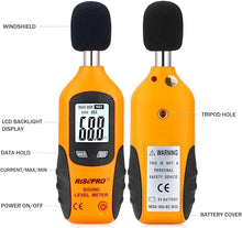 Load image into Gallery viewer, Decibel Meter, RISEPRO® Digital Sound Level Meter 30 – 130 dB Audio Noise Measure Device Backlight MAX/MIN, Data Hold Auto Power Off Dual Ranges HT-80A
