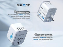 Load image into Gallery viewer, Universal Travel Power Adapter - EPICKA All in One Worldwide International Wall Charger AC Plug Adaptor with Smart Power USB for USA EU UK AUS Cell Phone Laptop (TA-105, White)
