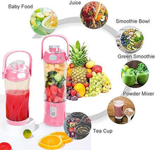 Load image into Gallery viewer, Portable blender 20 oz 580ml,Personal blenders for smoothies and crush ice,270W Powerful Portable Mini Blender Cup with Travel Lid and USB Rechargeable for Offic e, Gym, Kitchen (Pink)
