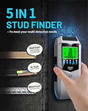 Load image into Gallery viewer, 5 IN 1 Stud Finder Wall Scanner, Enhanced Accuracy High Stability Electronic Detector for Wall Wood Metal Studs, Stud Sensor Beam Finders for Center &amp; Edge of Wood AC Wire Metal Studs Joist Pipe
