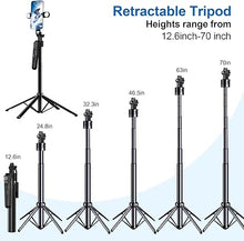Load image into Gallery viewer, Auto face Tracking Tripod 360 Rotation,70&quot; Expandable Selfie Stick Tripod,face Body Tracking Phone Tripod Selfie Stick, with Fill Light auto Tracking Tripod,Remote &amp; Gesture Control Tripod

