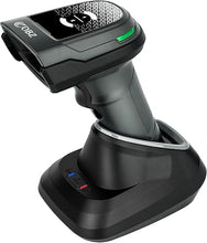 Load image into Gallery viewer, OBZ Bluetooth Barcode Scanner with Versatile Charging Stand, 2D 1D QR Code Scanner, Automatic 2.4G Wireless Barcode Scanner Connect PC, POS, Tablet, Smart Phone, Work with Mac OS Windows iOS Android
